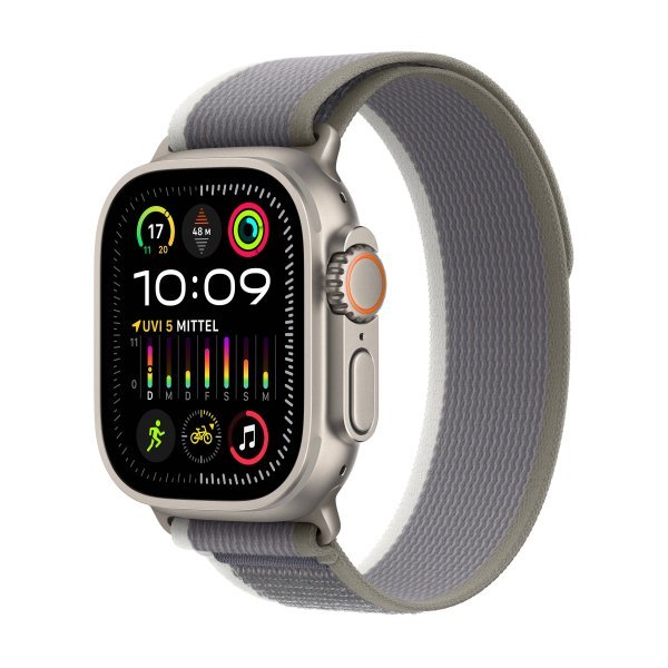 Apple Watch Ultra 2 GPS + Cellular, 49mm Titanium Case with Green/Grey Trail Loop - S/M (Demo)